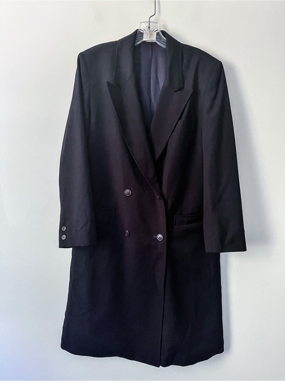 Vintage Laura Ashley Navy Blue Double Breasted Overcoat Coat Blue Classic 10